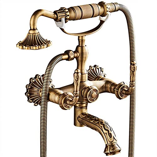 Mitigeur de bain-douche rétro en cuivre durable avec douchette et support - 2