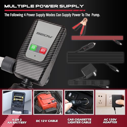 Image of Fuel Transfer Pump Battery Powered - Auto-Stop Sensor, 51 inch Hose Transfer Pump with Tank Adapters Portable Liquid Pump for Gasoline Diesel Water Gas Cans