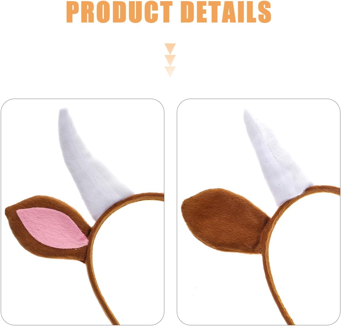 Amosfun Animal Head Hoop Goat Horns Ears Headband for Cosplay Kids Halloween Plush Costume Accessory 11 X 9 Inches