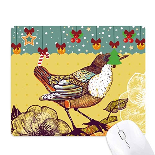 Tapis de souris fleurs d'oiseau antidérapant pour soulager le poignet fatigué