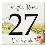 Numero Civico in Ceramica Personalizzabile Con la tua Regione Italiana, Targa Decorativa su Mattonella 11x11cm, con Indirizzo e Nome Famiglia, Made in Italy,Regioni Italiane (Umbria)