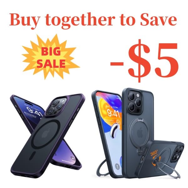 TORRAS Magnetic Shockproof & 360° Ostand Spin Case for iPhone 15 Pro