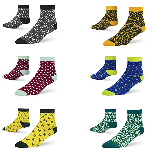 Image of DYNAMOCKS Men's and Women's Combed Cotton Ankle Length Socks (Pack of 6) (Multicolour, Free Size)