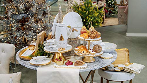 Mud Pie 4755024 Gold Edge Marble Set Serving Board, One Size, White - Thumbnail 4