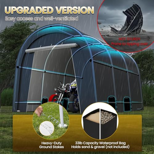 Wisteria Lane Heavy Duty Carport with 4 Cloth Bags, All-Weather Portable Garage with 2 Roll-up Doors, Car Canopy Storage Shelter Shed for Cars, Truck, or Garden Tools, 10\' x 15\'