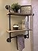 Industrial Pipe Bathroom Shelves Wall Mounted 2-shelf,Rustic Pipe Shelving Wood Shelf With Towel Bar,Pipe Floating Shelves Towel Holder