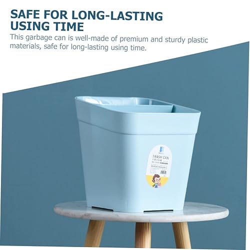 Miniatura 4 de Zerodeko Cubo de basura de cocina de doble compartimento, 2 compartimentos, cesta de basura de plástico para oficina en casa, color azul