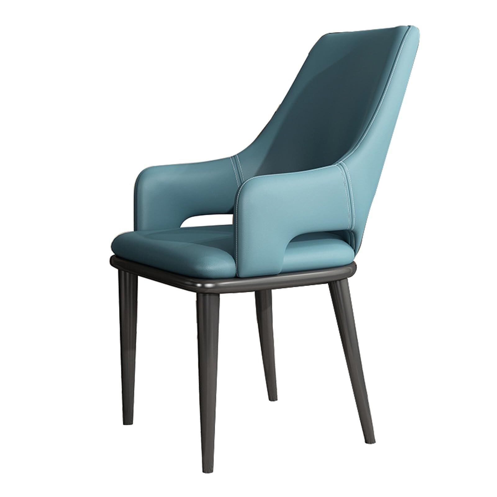 Chaise de salle à manger moderne en cuir PU avec accoudoirs et pieds en métal