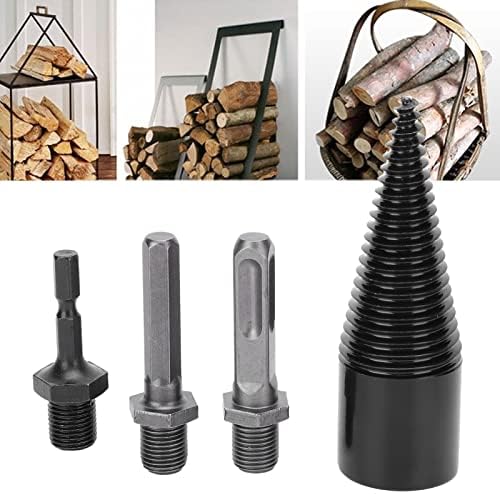 32mm Hex Shank Firewood Splitter Drill Bit Wood Log Splitting Screw Cone for Woodworking Power Tool Wood Splitting Machine Attachment