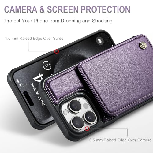 Vinich for iPhone 15 Pro Max Wallet Case with Card Holder, RFID Blocking Credit Slots Kickstand Shockproof Phone Cover Fit for iPhone 15 Pro Max 6.7" Purple by Vinich - Image 3
