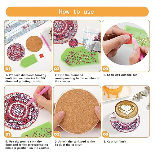 Miniatura 3 de Kits De Pintura De Diamante Muzagro Art Para Posavasos Para Adultos Y Principiantes - Diseños De Paisajes Abstractos, Manualidades Para Reducir El Estrés, 8 Piezas Paisaje 2