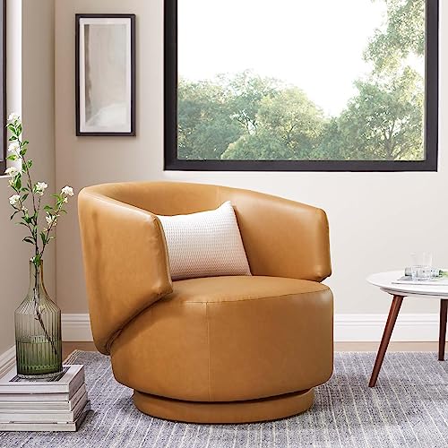 Sillón moderno curvo de vinilo color tan miniatura 2