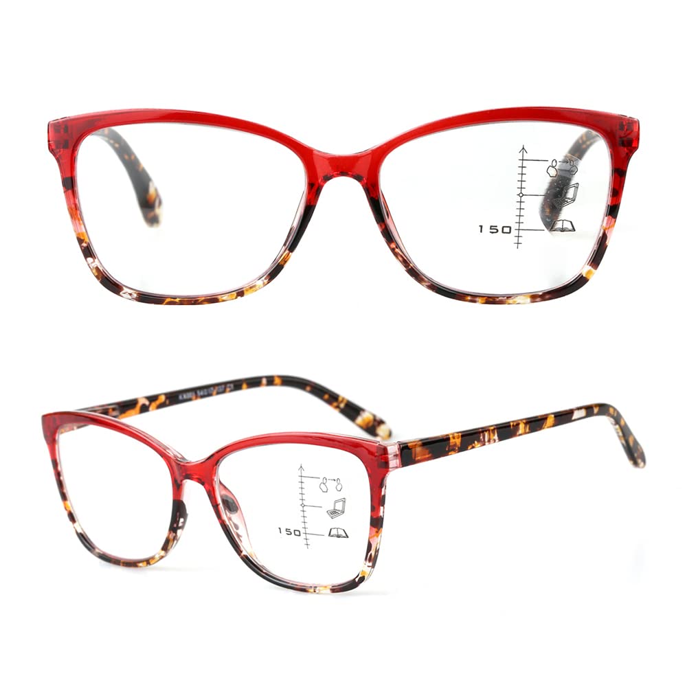 World Of Glasses Unisex Red Seamless Multifocal Reading Glasses With Anti Blue Light Blocking Technology (, 3.00, Diopters)