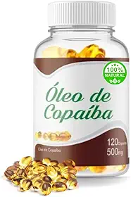 Óleo de Copaíba 100% Puro Natural 500mg 120 Cápsulas