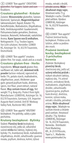 LEIMER Croutons Kräuter 75 g glutenfrei - Zart geröstet, verfeinert mit Gewürzen, aus glutenfreier Weizenstärke hergestellt - Vegetarisch, glutenfrei (1 x 75g)