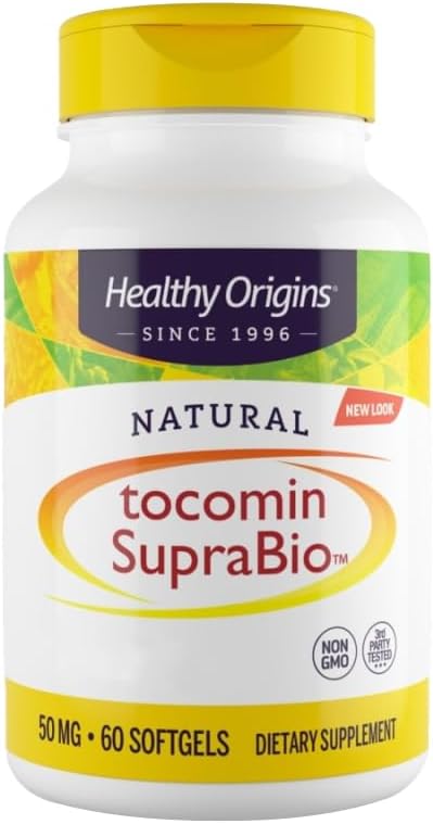 Natural Tocomin SupraBio, 50mg, 60 Softgels, Vitamin E, Gluten Free, SOYA Free, Non-GMO