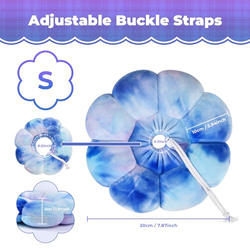 Image of Flower Cat Cone, Uadonile Adjustable Cat Cone Collar, Soft Dog Elizabethan Collar Recovery E Collar After Surgery, Recovery E-Collar for Kittens /Puppies and Cats Recovery(Tie-dye Purple Blue, S)
