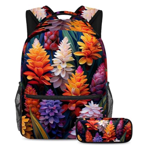 Trousse à crayons et sac à dos fille et garçon à motif fleuri multicolore