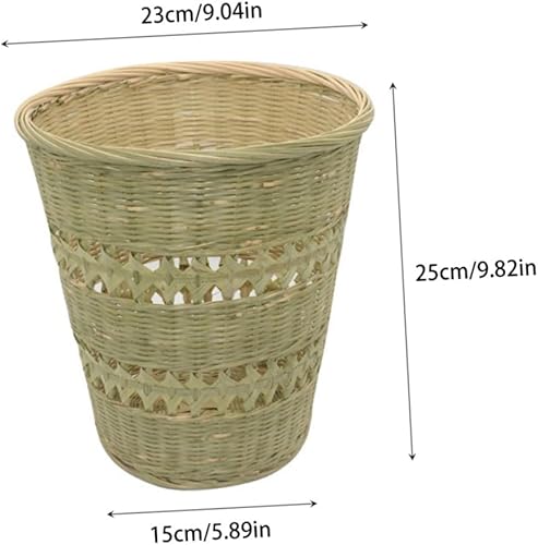 Miniatura 5 de Cabilock 1 PC cestas tejidas hechas a mano de bambú contenedor de basura práctica cesta de almacenamiento de ropa verde claro