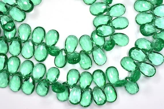 Quartz vert florite facetté 9x14mm de qualité supérieure en poire pour bijoux fins