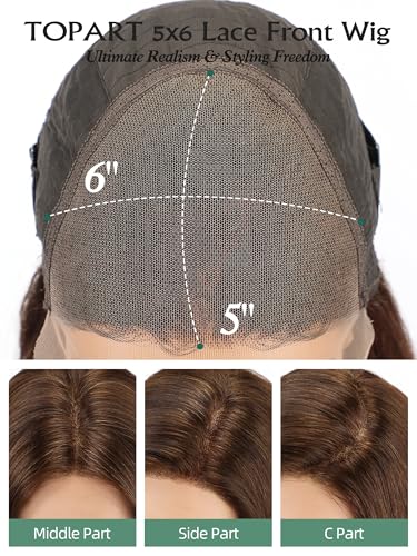 Image of 4.5x6 HD Glueless Human Hair Brown Lace Front Wigs for White Women Nature Brunette Straight Wig Pre Plucked 180% Density Transparent (20inch)