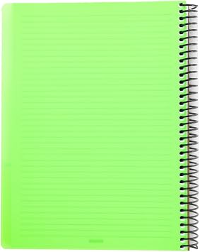 Meteksan Capricorn Neon Series, A4, 6-Theme (3 Squared, 3 Striped) 180 Leaf PP Spiral Notebook with Cover, Green