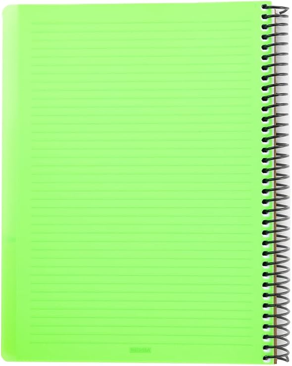 Meteksan Capricorn Neon Series, A4, 6-Theme (3 Squared, 3 Striped) 180 Leaf PP Spiral Notebook with Cover, Green