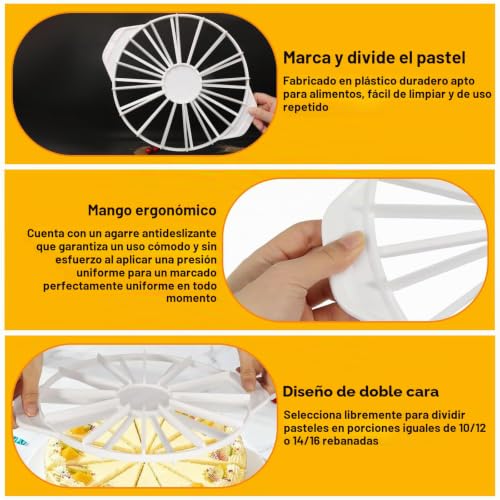Miniatura 3 de Cortador De Tartas Reposteria, Marcador De Porciones De Tartas, 2 Pcs Prensa Redonda Antiadherente Para Cortar, Queso Y Repostería Para 10 12 14 16 Rebanadas, Utensilios Para Pasteles De Cocina