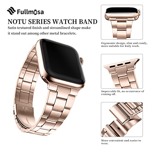 Fullmosa No Tools Needed Compatible Apple Watch Band 41/45/44/40/42/38Mm, Stainless Steel Iwatch Band With Case For Apple Watch Series 8/7/6/5/4/3/2/1/Se2/Se, 41Mm 40Mm 38Mm Rose Gold #TOP5