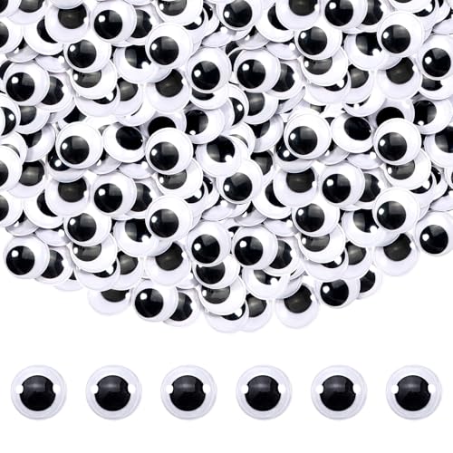 Image of TOAOB 150pcs 15mm Plastic Wiggle Googly Eyes Self Adhesive Black Round Sticker Eyes DIY Arts Crafts Scrapbooking Accessories