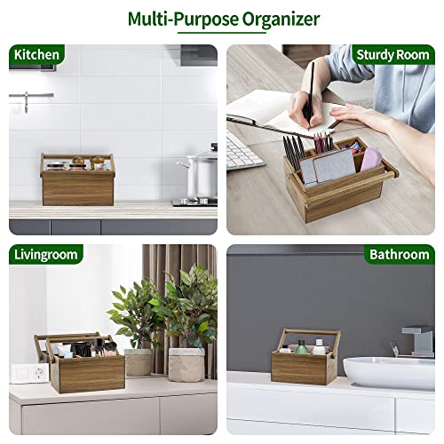 Vaefae Acacia Silverware Caddy With Handle, Wooden Utensil Holder, Mulip-Pose Organizer For Kitchen thumb #6