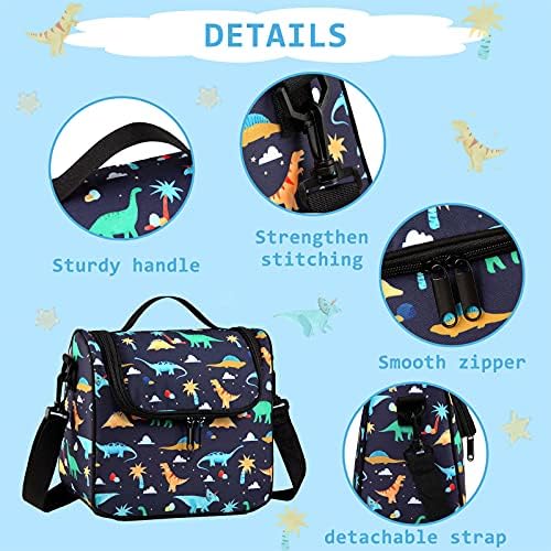 Chase Chic Lunch Bag for Boys, Insulated Kids Lunch Bag with Bottle Holder, Lightweight Lunch Box Leak-Proof Cooler Bag, Kids Lunch Tote Organizer for Daycare School, Dinosaur