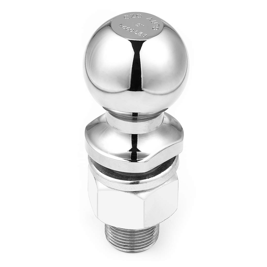 CZC AUTO Trailer Hitch Ball Chromed Towing Hitch Ball 6000LBS, 2 Inch Dia Tow Ball with 1 Inch x 2-1/2 Inch Shank