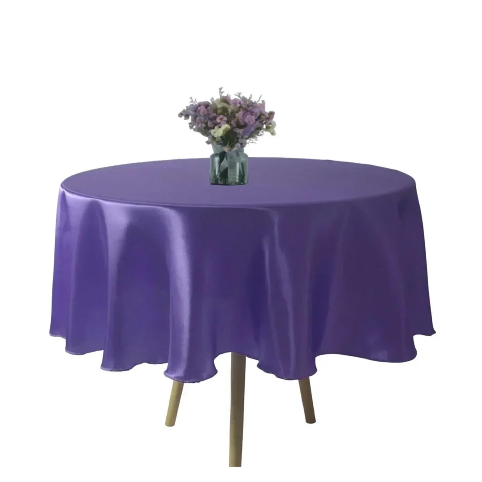 ZHSOAO Round Satin Tablecloth Wedding Party Overlays Decoration Birthday Shower Restaurant Home Table Cloth for Cafe(Purple,180CM)