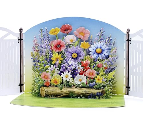 CUTPOPUP Mixed Flowers Garden Birthday Cards for Women, Mothers Day Cards Pop Up, Flowers 3D Greeting Card for Her Wife Mum Sister, Anniversary Card, Valentines Day (Mixed Flowers Garden) US8-FL191UK