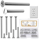 VIGRUE 145PCS Extra Long Outlet Screws - White Machine Screws for Wall Plate & Device Mounting