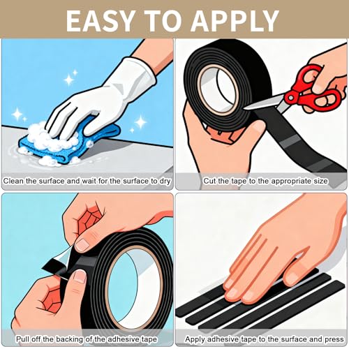 Image of Black Anti-Slip Stair Treads Tape2 x50FT Heavy Duty PVC Non-Skid Grip Tape for Wooden Steps, Indoor /Outdoor Stairs, Pool Decks - Peel & Stick Waterproof Safety Traction