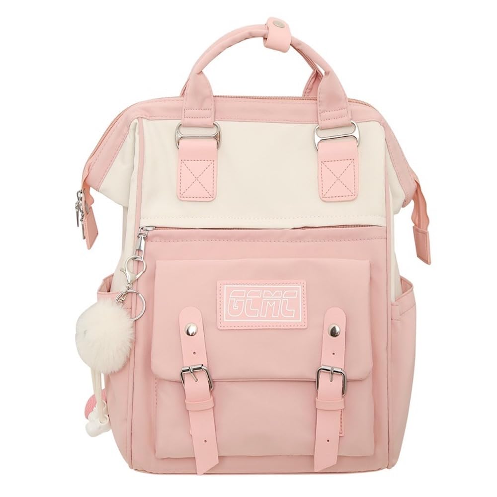 JHTPSLR Preppy Backpack Cute Vintage Backpack Aesthetic Backpack Book Bags Classic Backpack Large Waterproof Laptop Backpack Supplies (Light Pink)