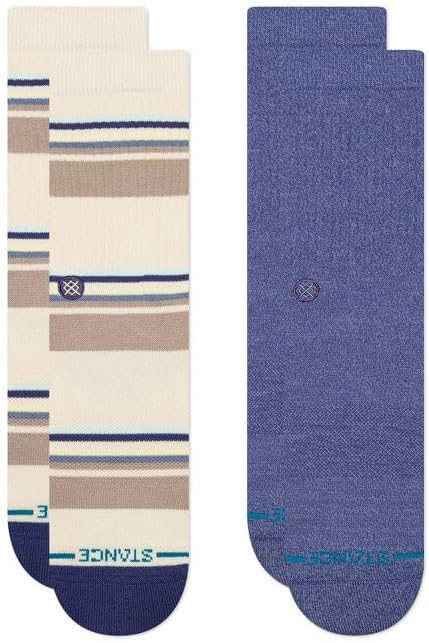 Stance Simpler Times Casual Crew Socks, 2-Pack, Heather Light Blue/Cream, Light Brown, Large (9-12), A556A25SIM