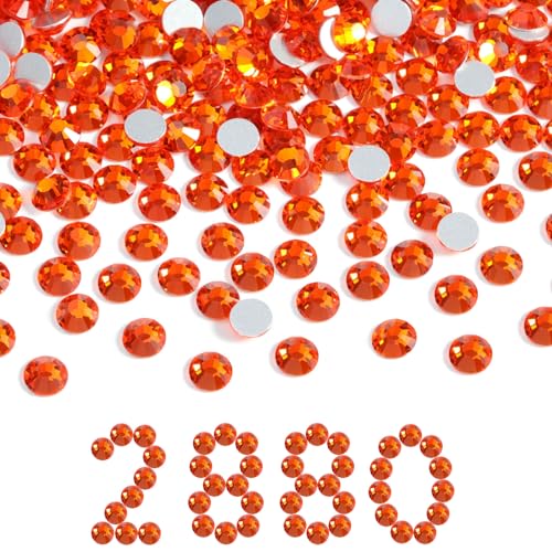 Image of Beadsland Flat Back Crystal Rhinestones Bulk, Orange, SS30, 2880pcs