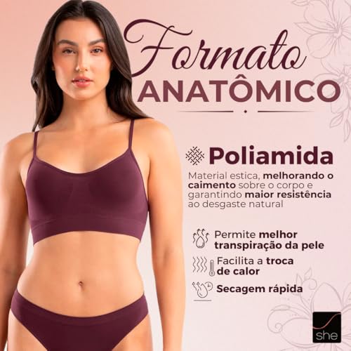 Kit 02 Top Nadador Microfibra She by Mash | 1 Preto - 1 Vermelho Bordô | G