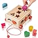 EXTSUD Gioco Forme a Incastro per Bambini in Legno Giocattolo Educativo Cubo Legno Giochi per Bimbi Forme Geometriche Blocchi Tridimensionali Classico Gioco Didattico Prima Infanzia