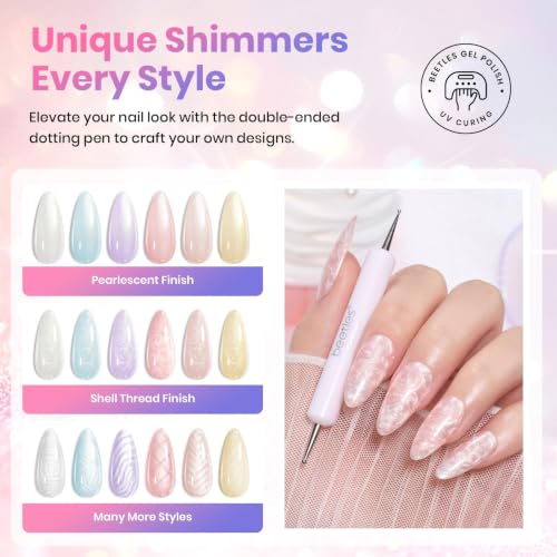 Image of Beetles Pearl Gel Polish Set, Pink Yellow Mermaid Gel Polish Creamy Twist