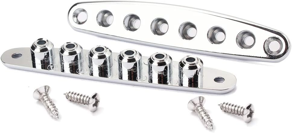 Alnicov Guitar Mounting Ferrules Through Body Instead String Bushing Metal Plate Guitar Parts Replacement Accessories For Bass Guitar,Chrome