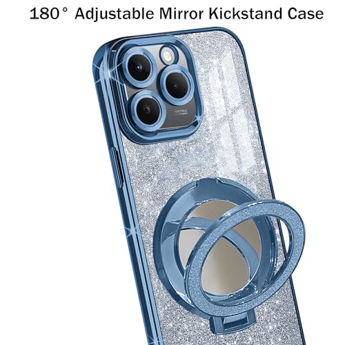 Image of Gradient Glitter Magnetic Ring Stand Case for realme 15T 5G- Shockproof, Stylish & Durable Soft TPU Slim Protective Cover with Removable Glitter Paper (Blue)