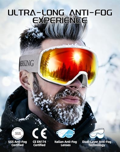Image of Innerking OTG Ski Goggles, Anti-Fog Snowboard Goggles for Men & Women | SGS-certified anti-fog lenses, OTG over-glasses design, UV protection, and helmet compatibility