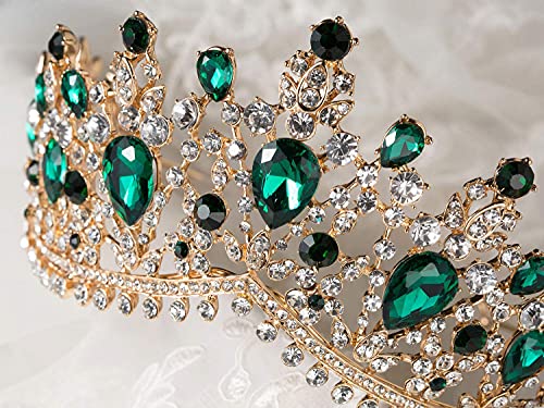 Sweetv Emerald Wedding Tiara For Women, Green Bridal Crown Princess Tiara Headband, Costume Party Accessories For Brithday Halloween Babyshower #TOP4