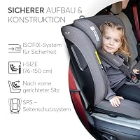 KikkaBoo i-Size i-­FLIT, Kindersitz 9-36 kg ISOFIX, Autokindersitz 76-150 cm, Gruppe 1/2/3, 15 Monate bis 12 Jahre, SPS Seitenschutz, Top Tether, Verstellbare Kopfstütze, Hellgrau – Ansicht 8