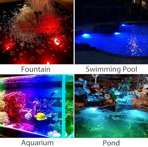 CREPOW Solar Pond Lights, 18 LED Super Bright RGB LED Underwater Spotlights Color Changing Submersible Pond Light IP68 Waterproof Fountain Lights for Fish Aquarium Tank Garden Yard Pool (5-in-1)