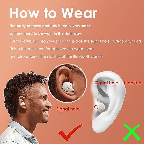 Xmenha Invisible Sleep Earbuds Wireless Smallest Lightest Tiny Noise Cancelling Ear Buds for Sleeping Quiet-Comfort Mini Bluetooth 5.3 Hidden Headphones for Side Sleepers/Work (Nude) - Thumbnail 6